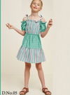 Green colour Latest Designer Exclusive Fancy Off shoulder frock Westen Style South Cotton Kids Wear Collcetion Him 05